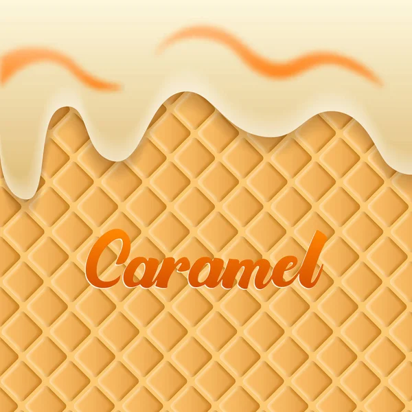 Carmel Cream smält på wafer bakgrund — Stock vektor