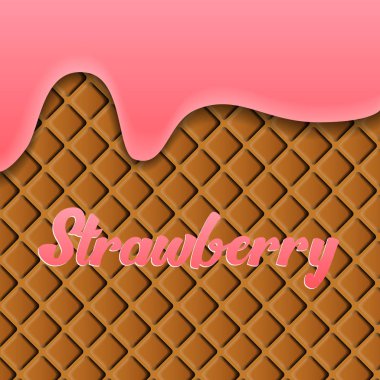 Çilek kremalı gofret arka plan üzerinde erimiş