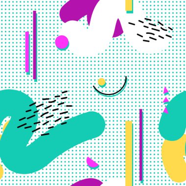 Memphis geometrik şekillerin dikişsiz deseni