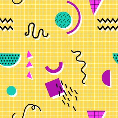 Memphis geometrik şekillerin dikişsiz deseni