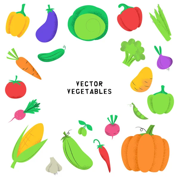 Set avec des légumes gribouillis colorés dessinés à la main . — Image vectorielle