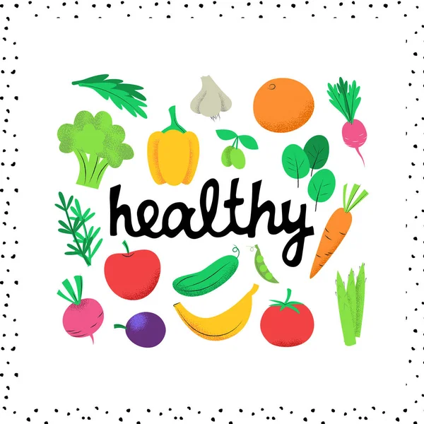 Healthy banner with vegetables — Stock Vector