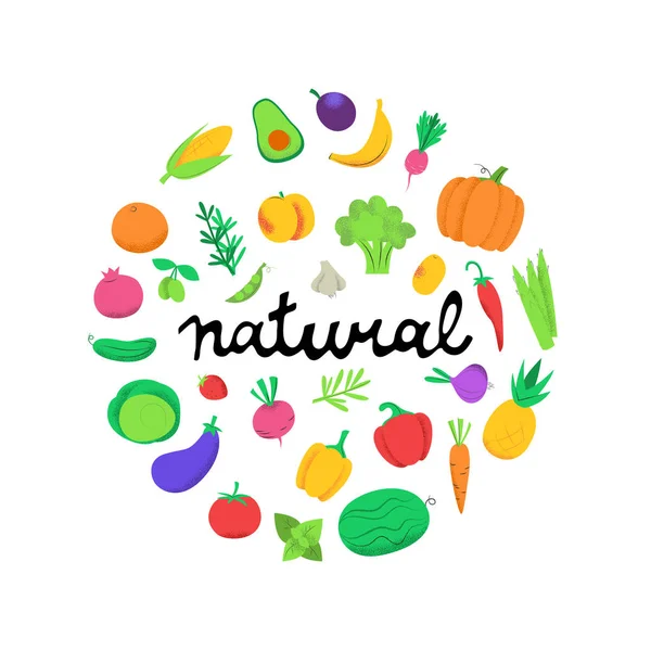 Ensemble de fruits et légumes dessinés à la main — Image vectorielle