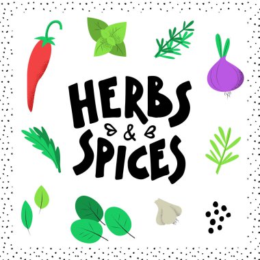 Otlar ve baharatlar konsept tasarımı.