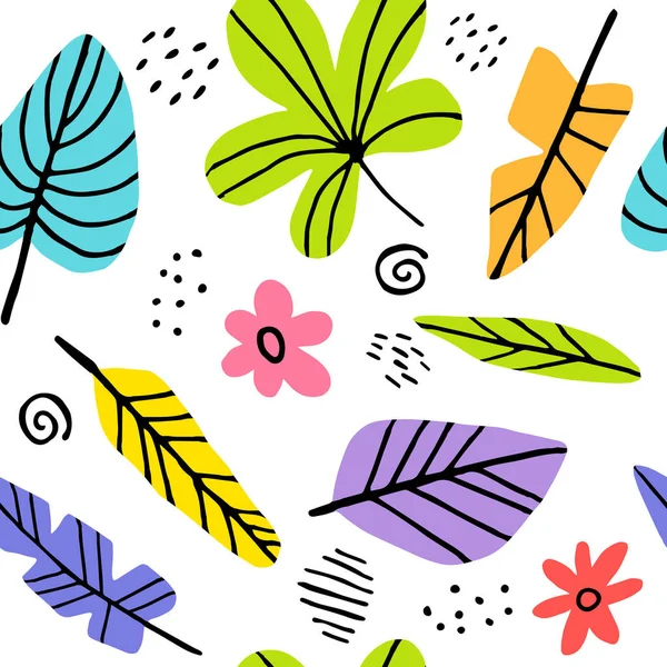 Tropical seamless leaves pattern — Stock Vector