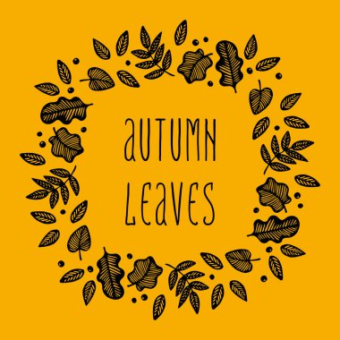 El çizilmiş vektör sonbahar yaprakları seti