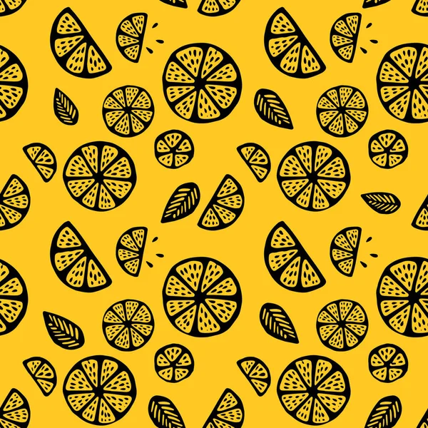 Tropisch naadloos patroon met citrus — Stockvector