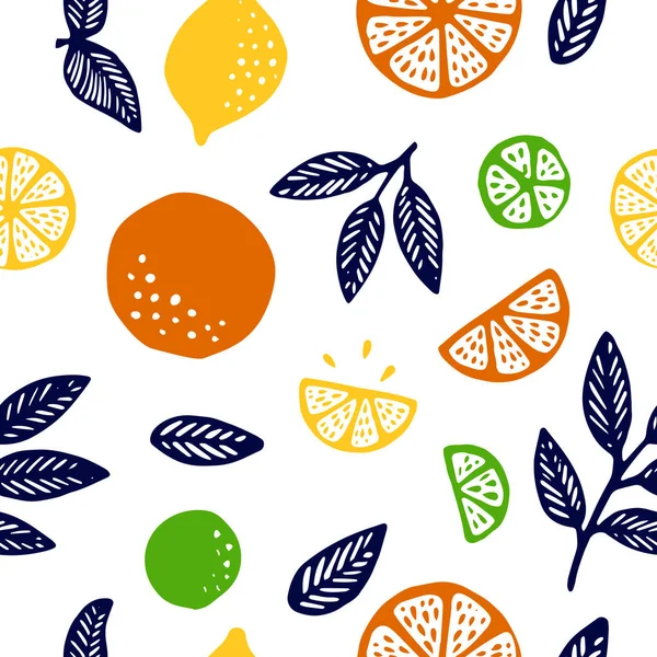 Tropisch naadloos patroon met citrus — Stockvector