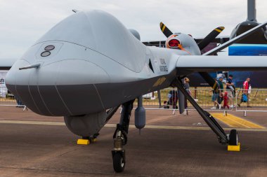 MQ-9b Sky Guardian, 2018 Royal Uluslararası Hava dövme Raf Fairford Gloucestershire'deki/daki oteller, resimde.