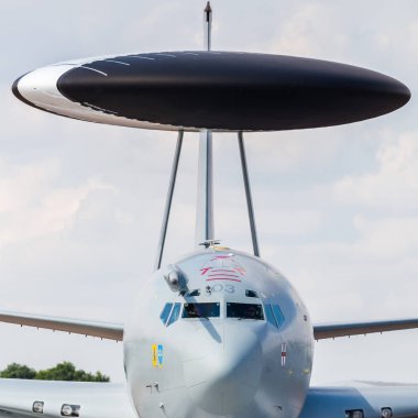 Kraliyet Hava Kuvvetleri E-3d nöbetçi Aew.1, 2018 Royal Uluslararası Hava dövme Raf Fairford Gloucestershire'deki/daki oteller, resimde.
