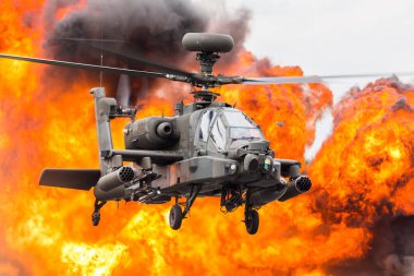 Ordu Hava Kuvvetleri Wah-64D Apache 2019 raf Fairford Kraliyet Uluslararası Hava dövmesi 'nde yakalanan.