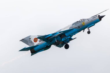 Romanian Air Force MiG-21 LanceR C captured at the 2019 Royal International Air Tattoo at RAF Fairford. clipart
