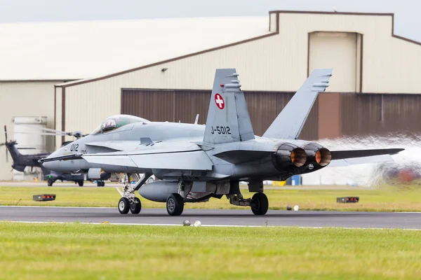 Swiss Air Force 18C Hornet Captured 2019 Royal International Air — Stock Photo, Image