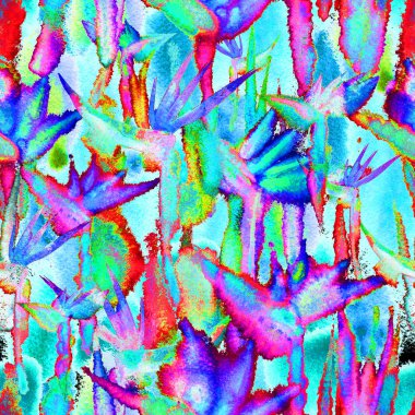 Tropikal orman egzotik çiçek desenleri parlak, pürüzsüz desenler sonsuz tekrarlar.