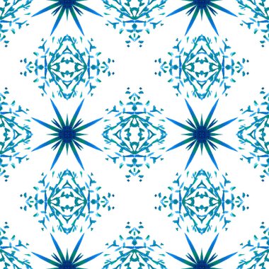 Mavi Geometrik Suluboya. Kusursuz desen. Yüzey süsü..