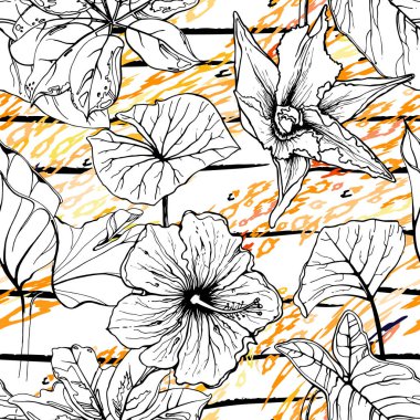 Modern Stripes Orman Motifi. Siyah Beyaz