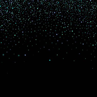Mavi, turkuaz, turkuaz parıltılı yıldızlar, konfeti.