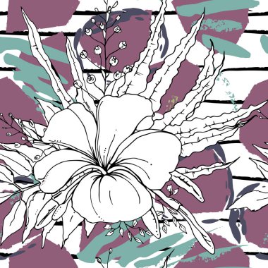 Tropik, çizgili, hayvan motifli. Kusursuz desen