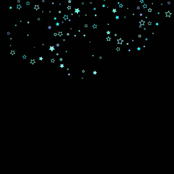 Azul, cian, estrellas de brillo turquesa, confeti. — Vector de stock