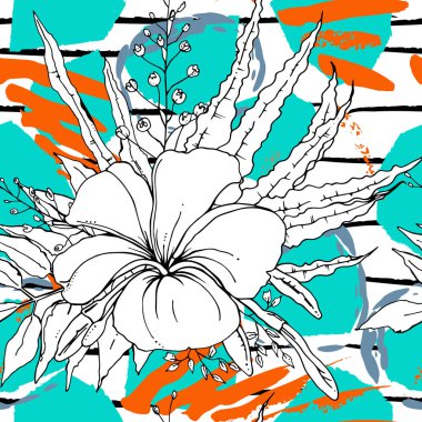 Tropik, çizgili, hayvan motifli. Kusursuz desen