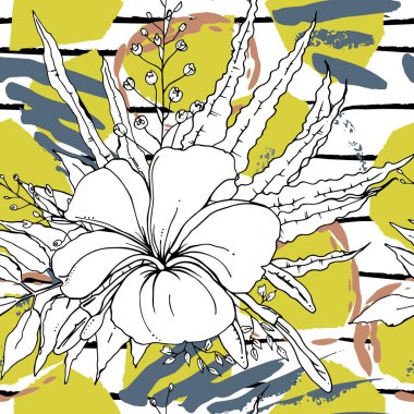 Tropik, çizgili, hayvan motifli. Kusursuz desen