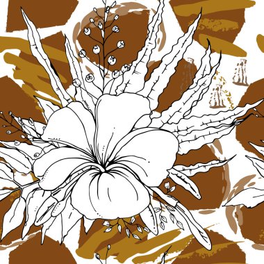 Tropik, hayvan motifi. Siyah beyaz