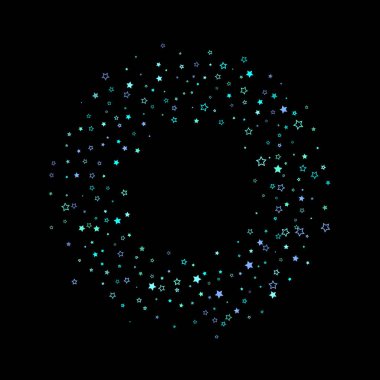 Mavi, turkuaz, turkuaz parıltılı yıldızlar, konfeti.