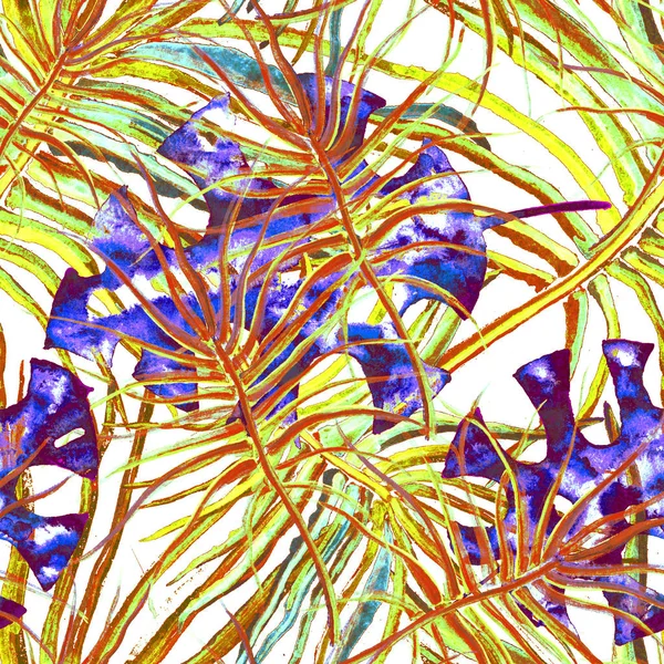 Tropical Purple Seamless Pattern. Summer Jungle