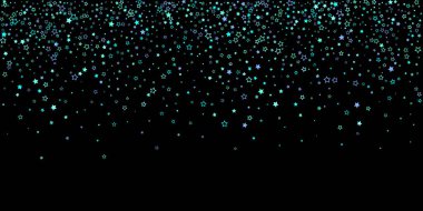 Mavi, turkuaz, turkuaz parıltılı yıldızlar, konfeti.