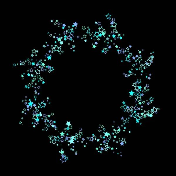 Niebieskie, cyjan, turkusowe gwiazdy brokatu, konfetti. — Wektor stockowy