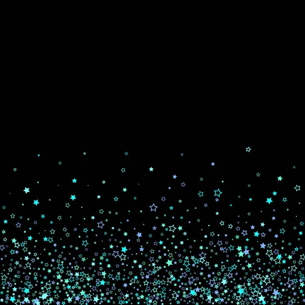 Azul, cian, estrellas de brillo turquesa, confeti. — Vector de stock