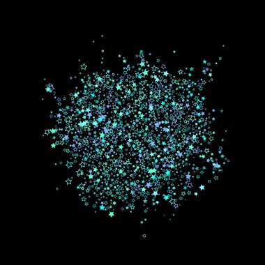 Mavi, turkuaz, turkuaz parıltılı yıldızlar, konfeti.