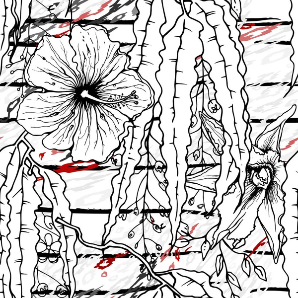 Motivo moderno de la selva de rayas. Blanco negro — Archivo Imágenes Vectoriales