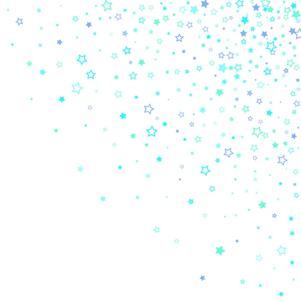 Azul, cian, estrellas de brillo turquesa confeti — Vector de stock