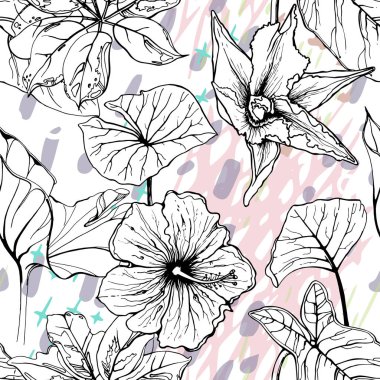 Sanatsal Yaratıcı Tropikal Siyah Beyaz Modern