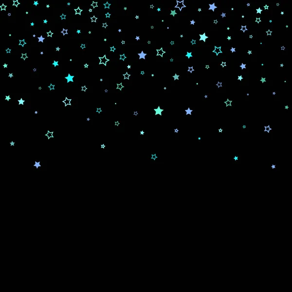 Azul, cian, estrellas de brillo turquesa, confeti. — Vector de stock