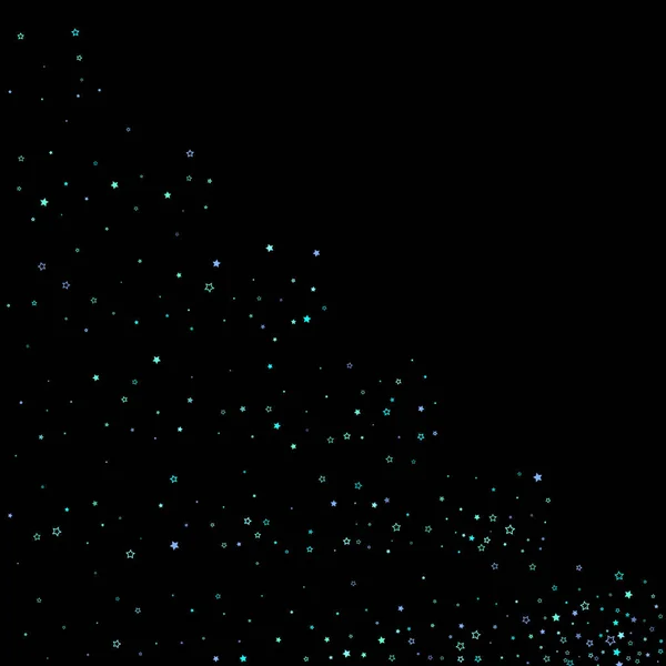 Bleu, cyan, turquoise étoiles à paillettes, confettis. — Image vectorielle