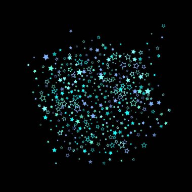 Mavi, turkuaz, turkuaz parıltılı yıldızlar, konfeti.