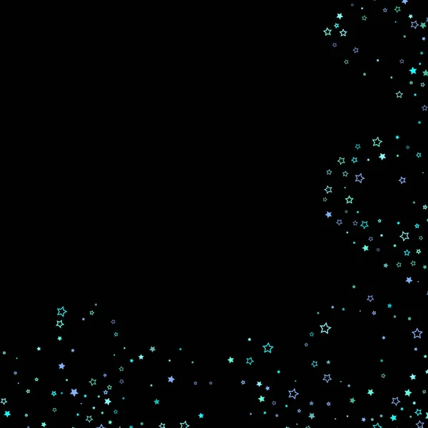 Azul, cian, estrellas de brillo turquesa, confeti. — Vector de stock