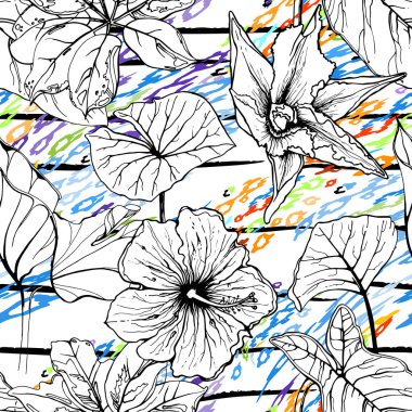 Modern Stripes Orman Motifi. Siyah Beyaz