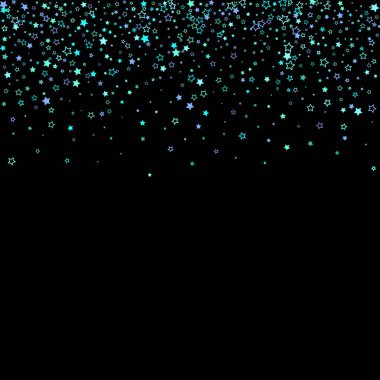 Mavi, turkuaz, turkuaz parıltılı yıldızlar, konfeti.
