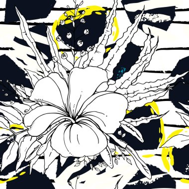 Tropik, çizgili, hayvan motifli. Kusursuz desen