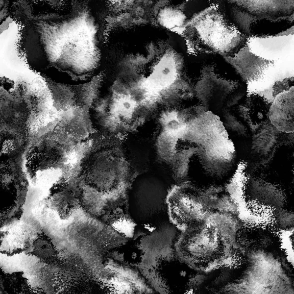 Černá a bílá abstraktní monochromatické bezešvé vzor mokré barvy — Stock fotografie