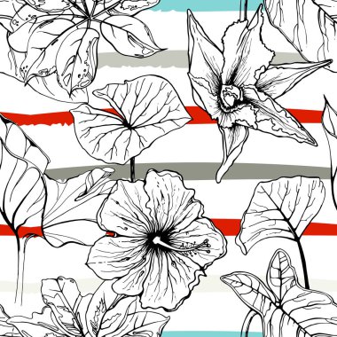 Tropikal, modern çizgiler motifi