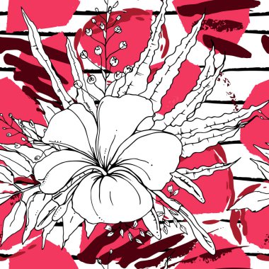 Tropik, çizgili, hayvan motifli. Kusursuz desen