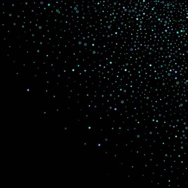 Mavi, turkuaz, turkuaz parıltılı yıldızlar, konfeti.