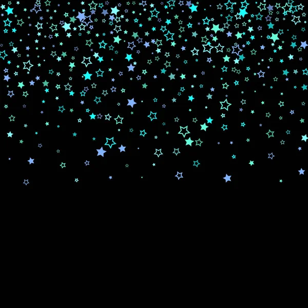 Azul, cian, estrellas de brillo turquesa, confeti. — Vector de stock