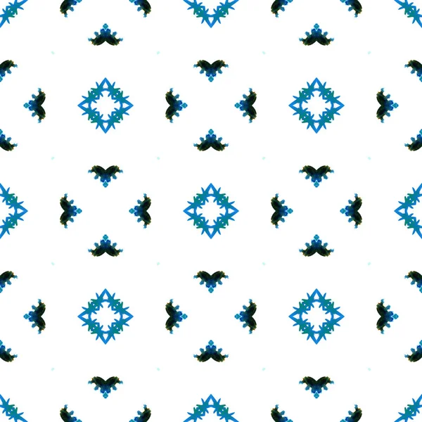 青い幾何学的水彩画。シームレスなパターン。表面の装飾. — ストック写真