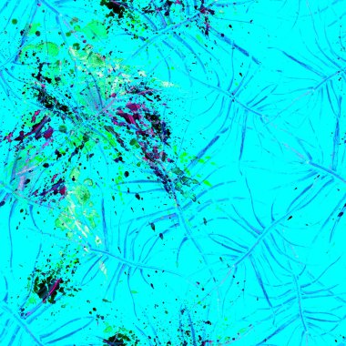 Tropikal Mavi Kusursuz Desen