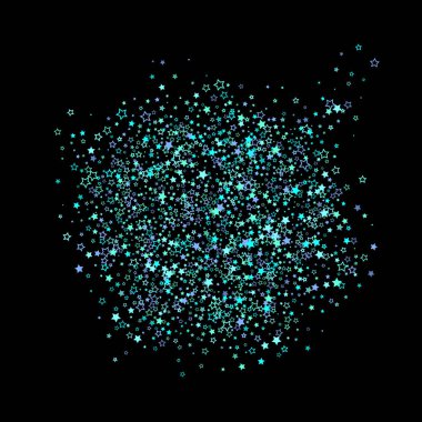 Mavi, turkuaz, turkuaz parıltılı yıldızlar, konfeti.